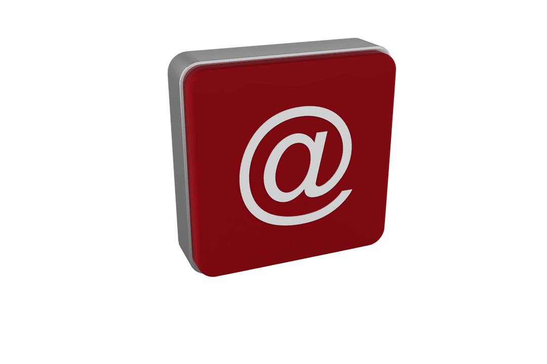 Transparent Red Square with At Symbol Vector Icon