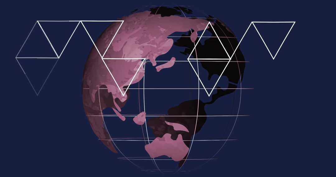 Abstract Pink-Toned Rotating Globe with Geometric Patterns