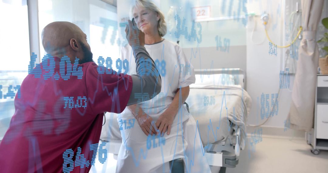 Doctor Analyzing Medical Data on Virtual Interface with Senior Female Patient