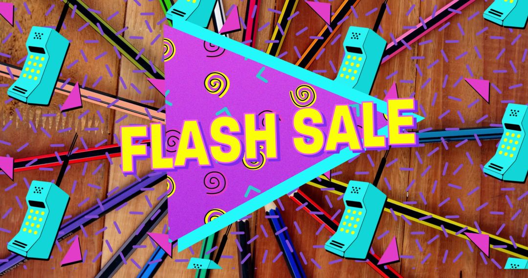 Vibrant Retro Flash Sale Announcement with Geometric Design