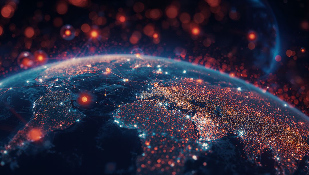 Futuristic Digital Globe with Network Connections and Data Points