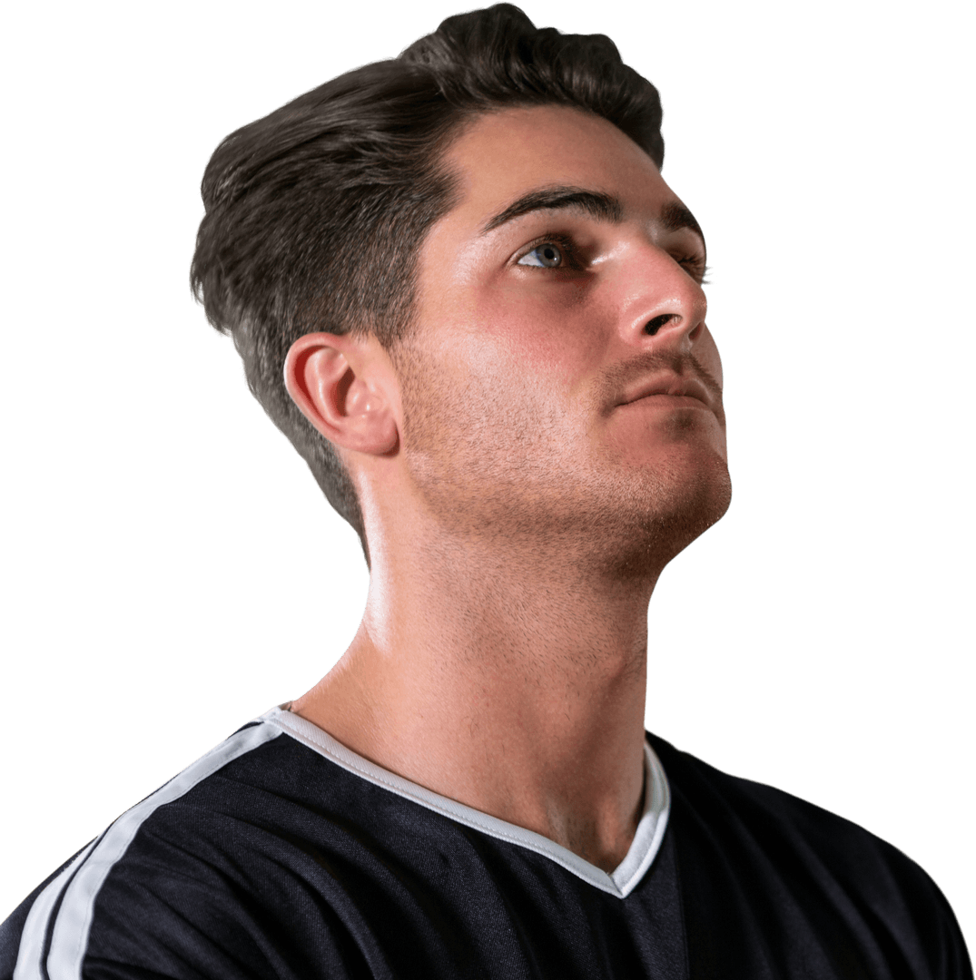 Transparent Thoughtful Football Player Gazing Upwards