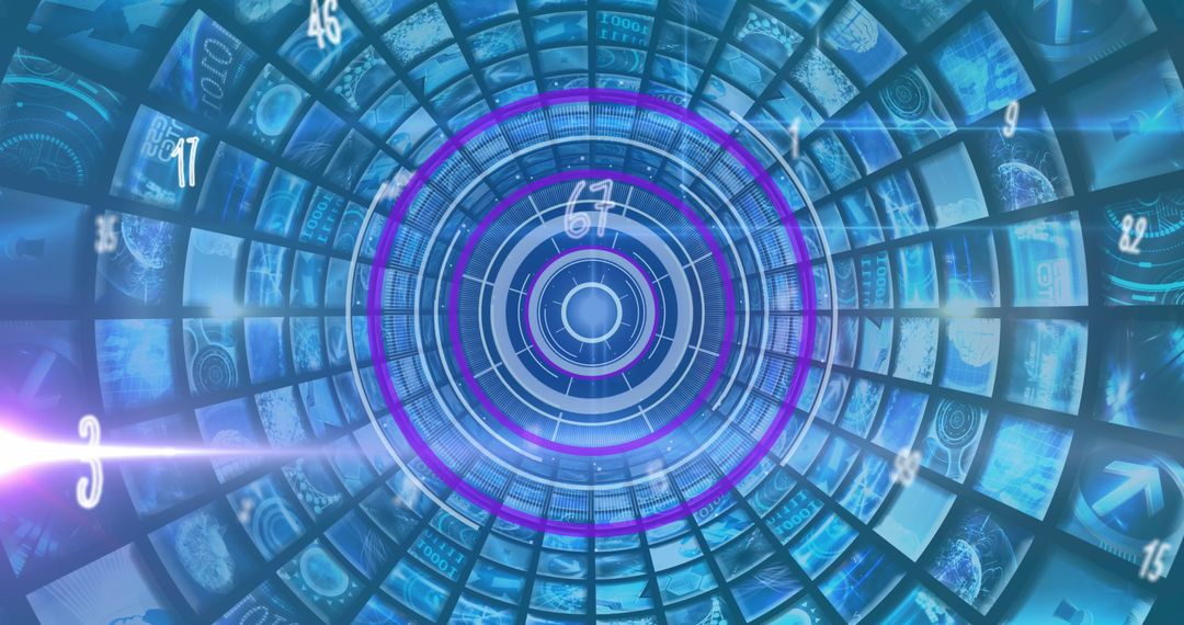 Futuristic Digital Interface with Scanning Tunnel and Numbers