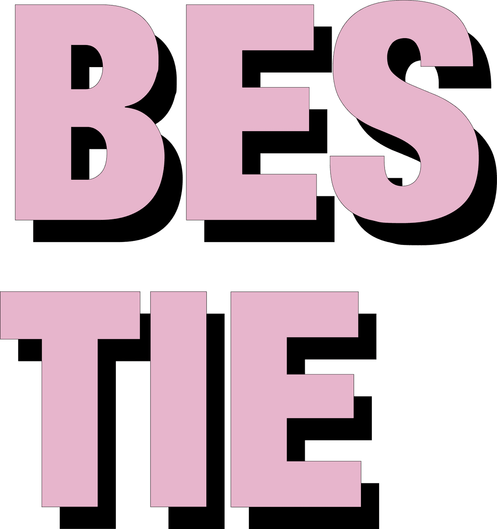 3D Pink Bestie Text with Drop Shadow on Transparent Background