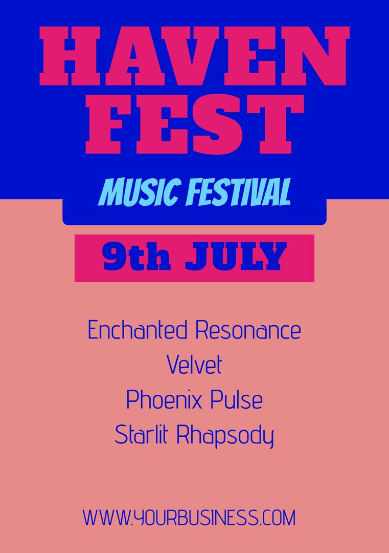 Haven Fest Music Festival Poster with Vibrant Colors - Download Free Stock Templates Pikwizard.com