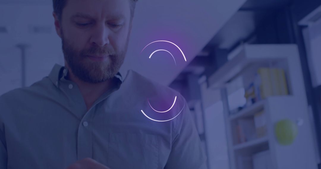 Professional Man in Office Online with Loading Screen Overlay