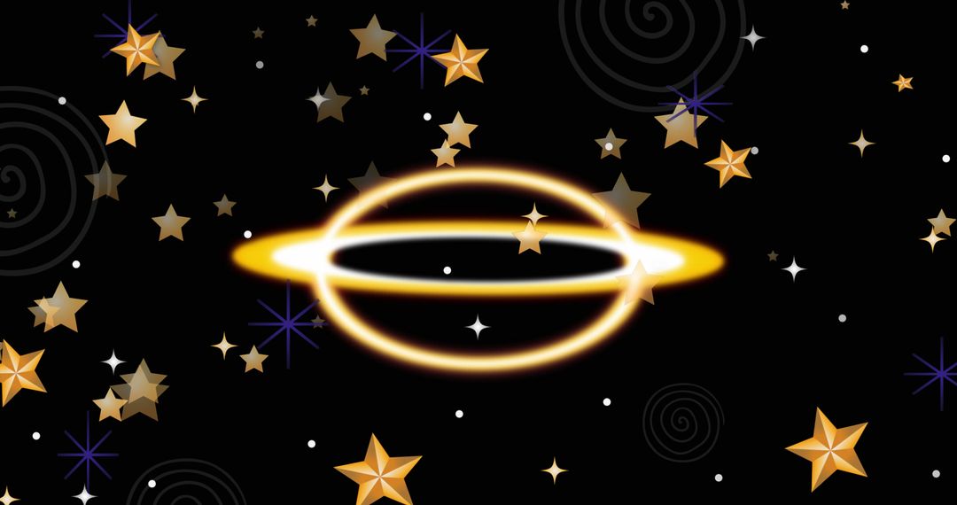 Glowing Stars on Black Void with Abstract Orbiting Phenomenon