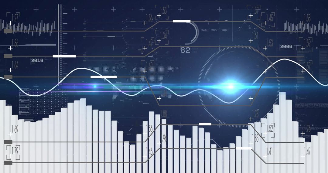 Futuristic Data Visualization With Bar Chart and Line Graph