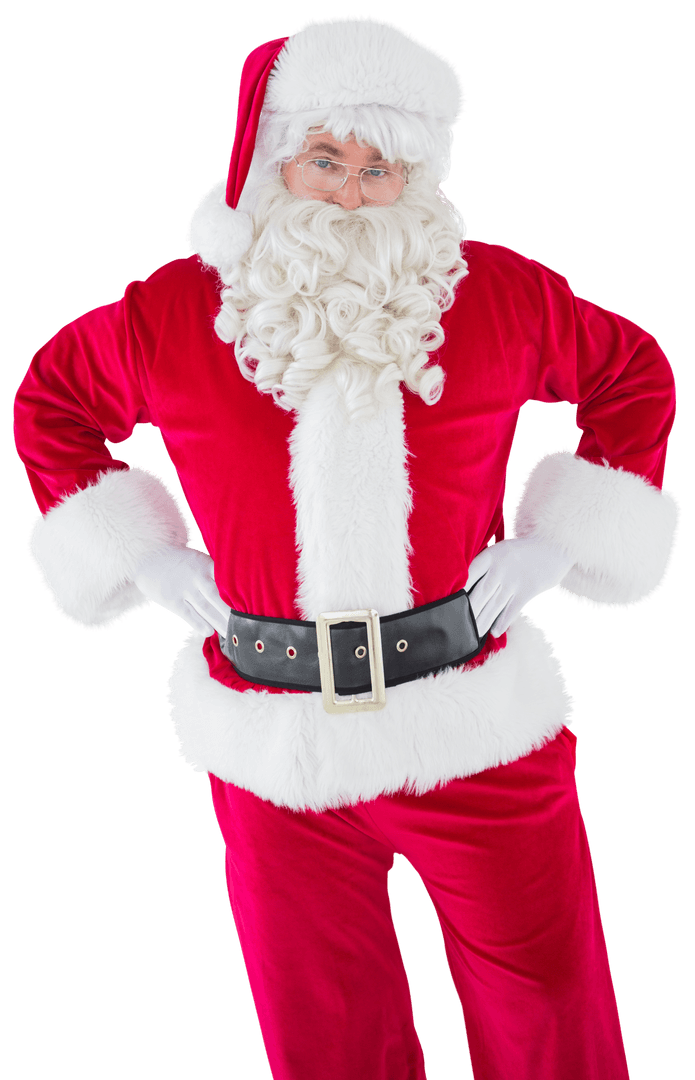 Transparent Cheerful Santa Claus Posing Hands on Hips