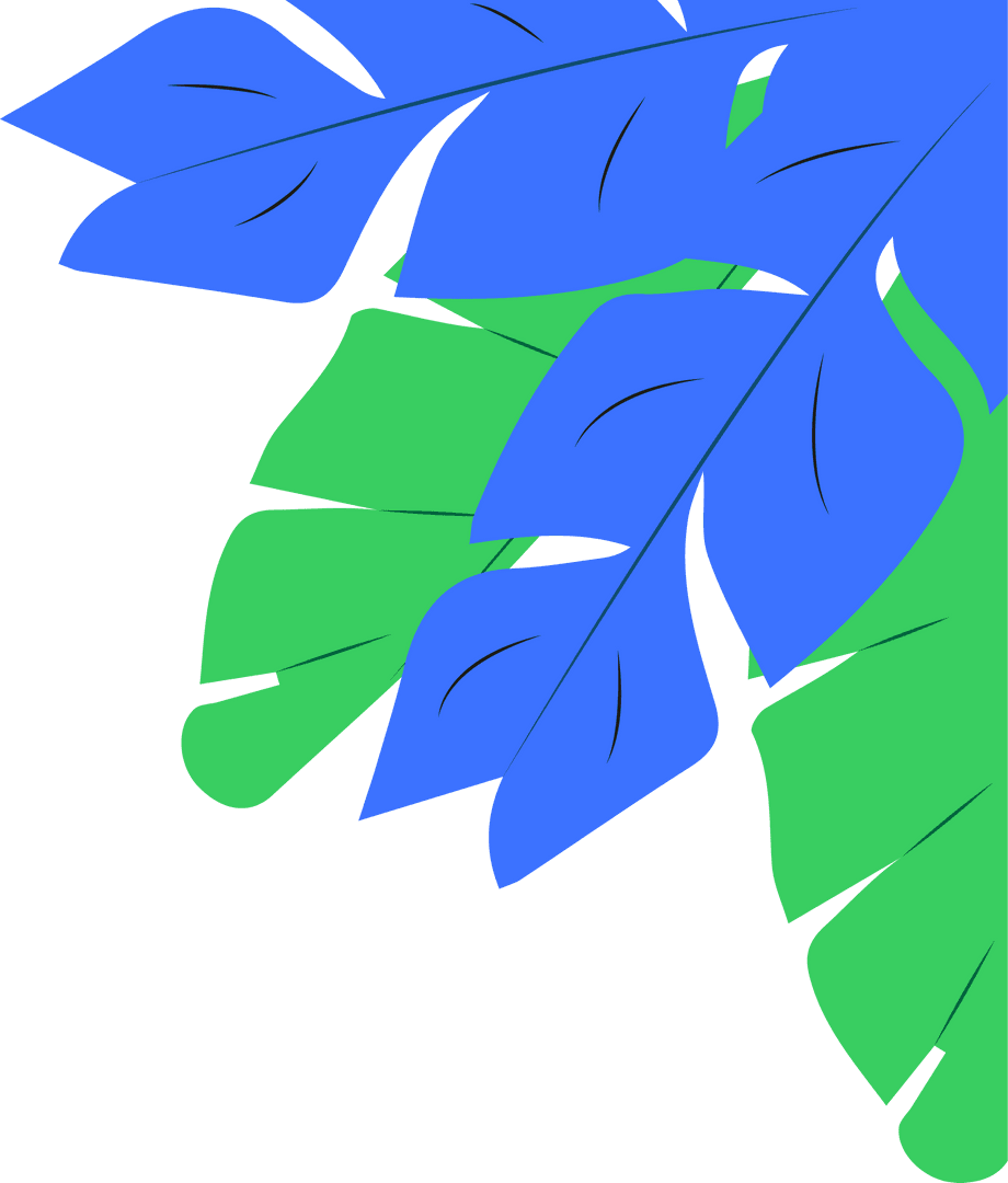 Tropical Leafy Overlap with Transparent Background and Vivid Colors