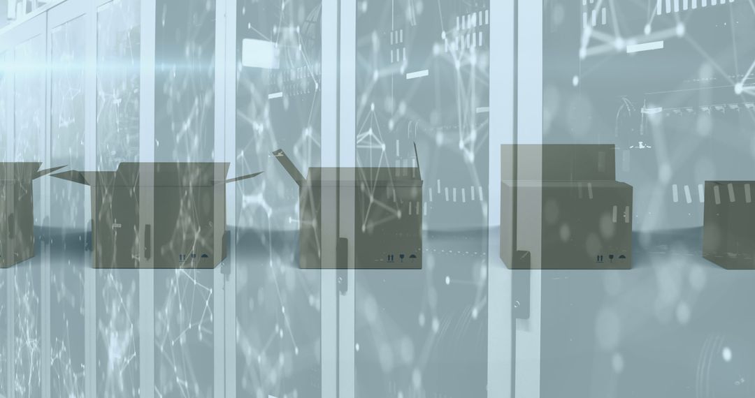 Cardboard Boxes Merging with Digital Network Over Servers