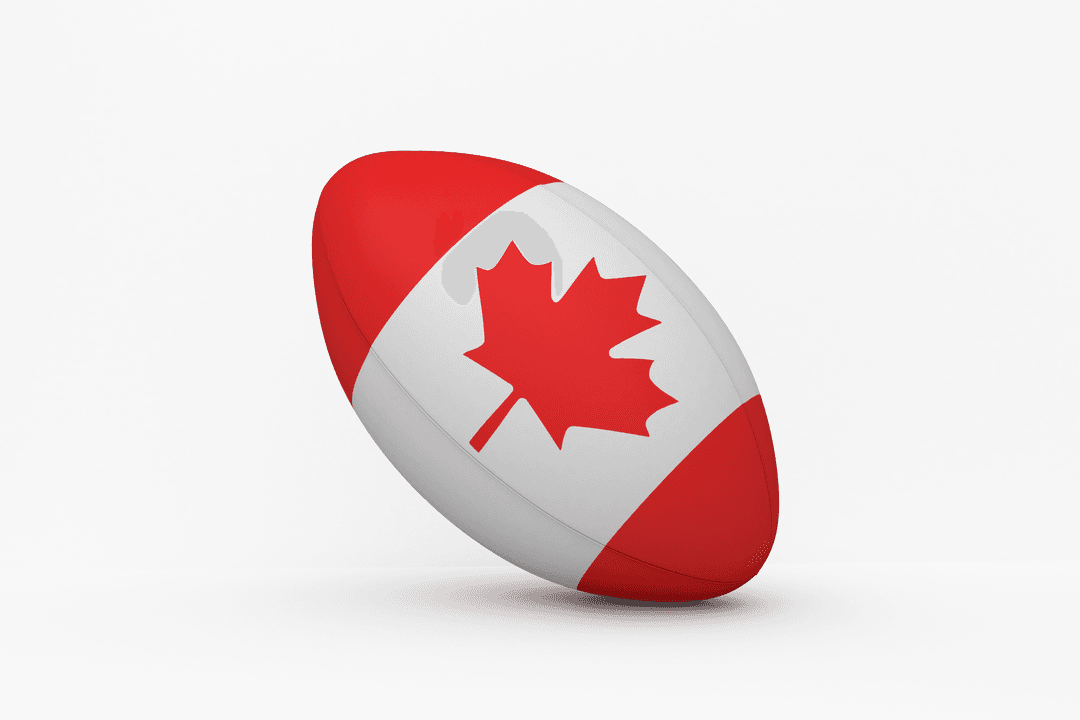 Transparent Rugby Ball Design Displaying Canada Flag