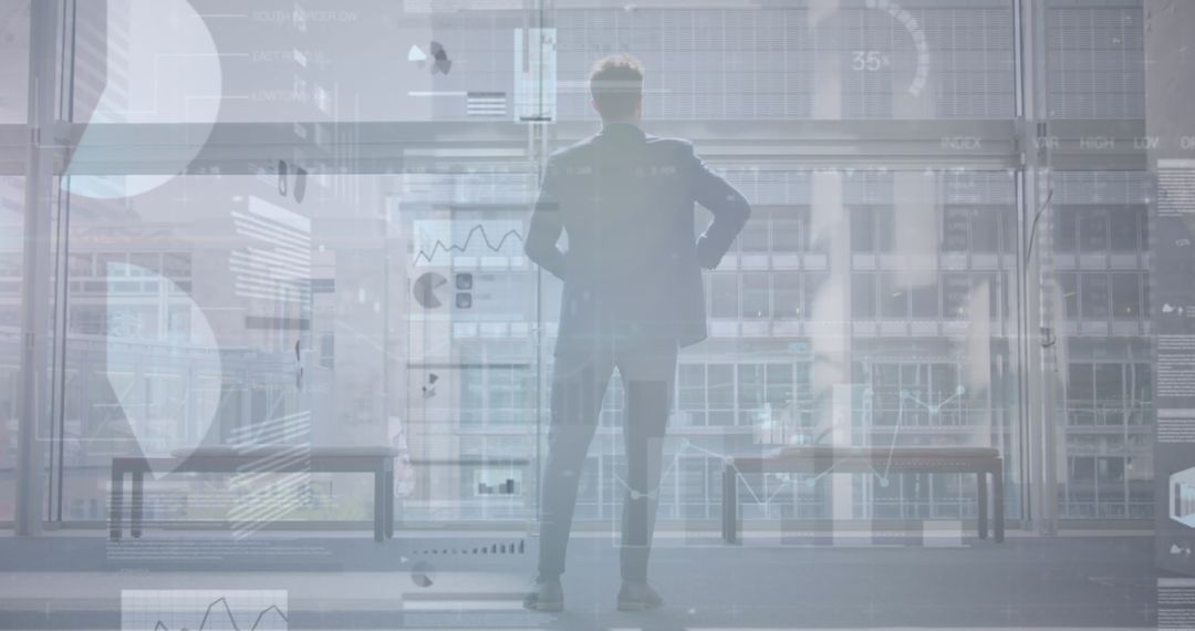 Businessman Analyzing Digital Data and Global Market Trends