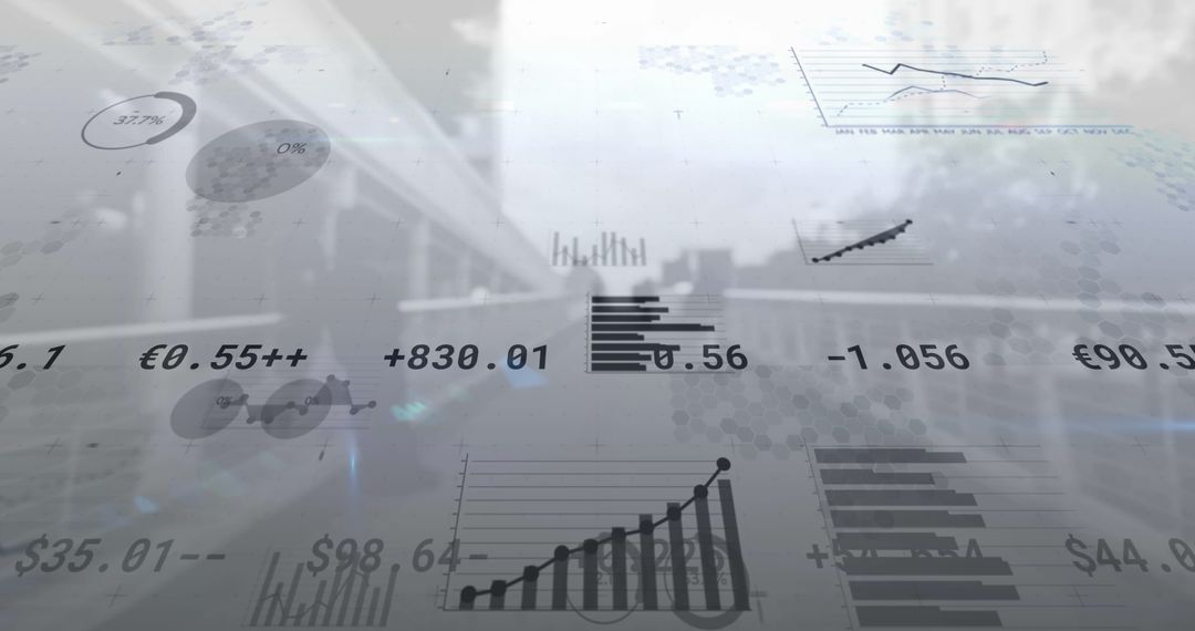 Digital Financial Data with Business Graphics Overlaid on Bridge