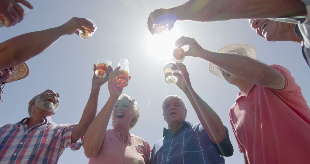 Group of Seniors Toasting Drinks Outdoors - Free Images, Stock Photos and Pictures on Pikwizard.com