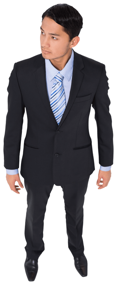 Transparent Image of Businessman in Suit Looking Away