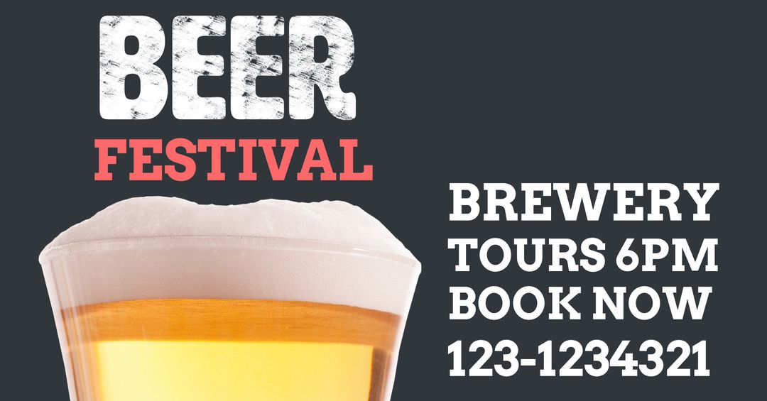 Beer Festival Promotion with Frothy Beer Glass Highlighting Brewery Tours - Download Free Stock Templates Pikwizard.com