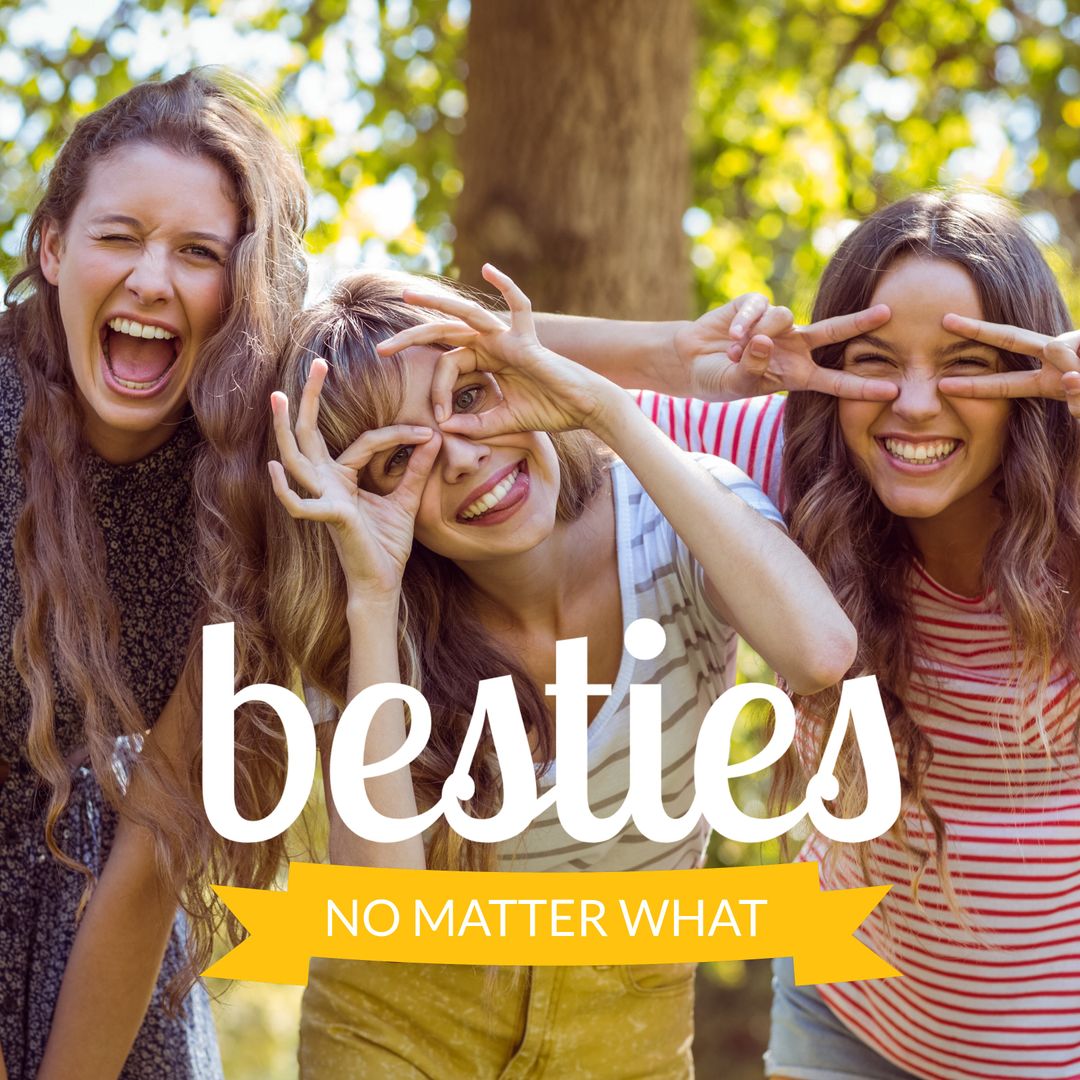 Three Women Laughing Together Celebrating Friendship Outdoors