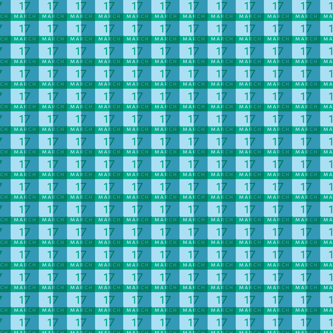 Digital March 17th Calendar Pattern on Transparent Background for Vector Use