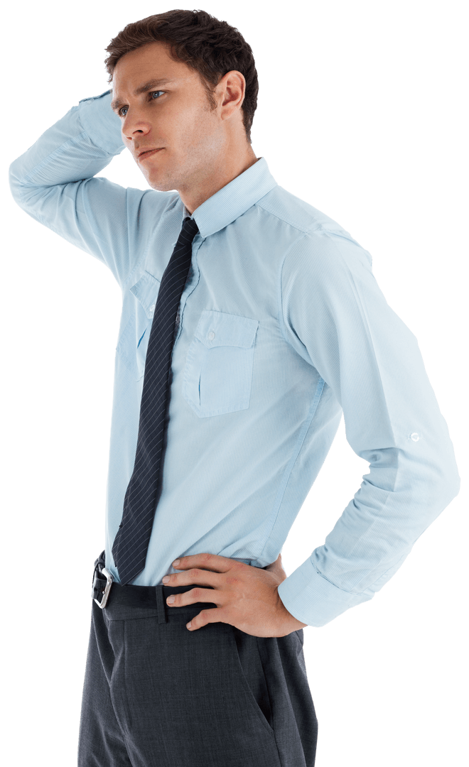 Transparent Thoughtful Businessman Holding His Head