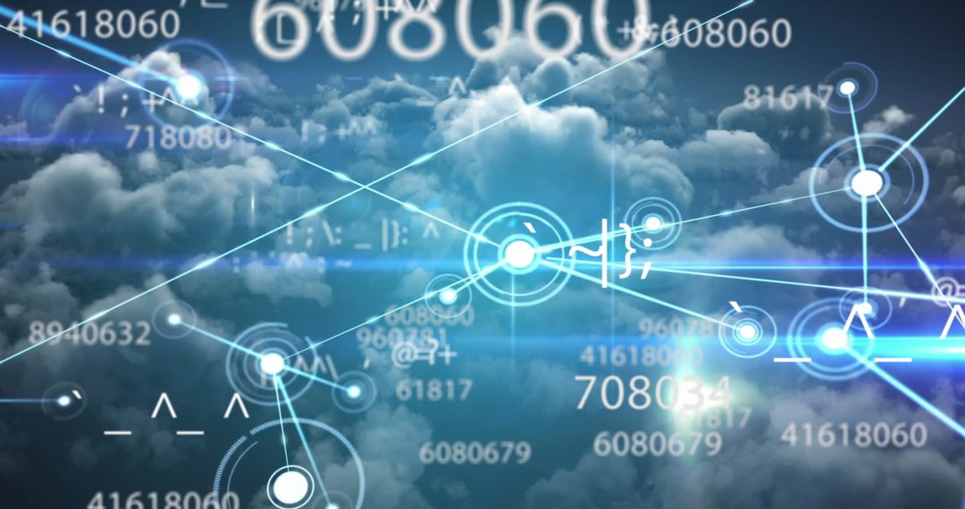 Digital Data Connections in Cloudy Sky Representation