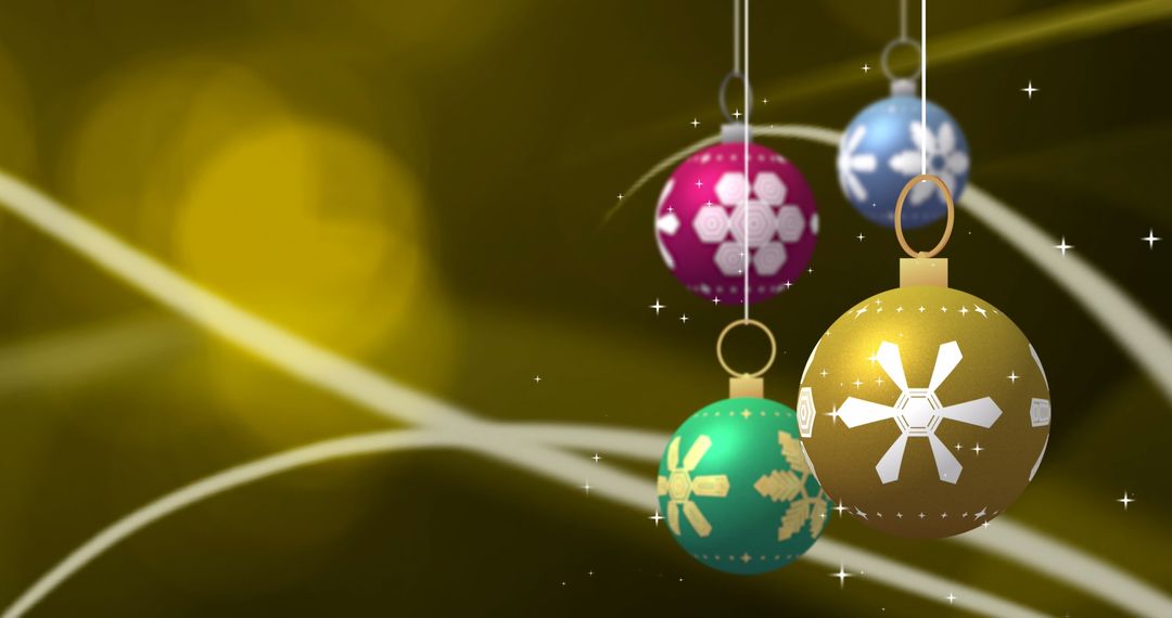 Colorful Hanging Christmas Baubles with Festive Background - Free Images, Stock Photos and Pictures on Pikwizard.com