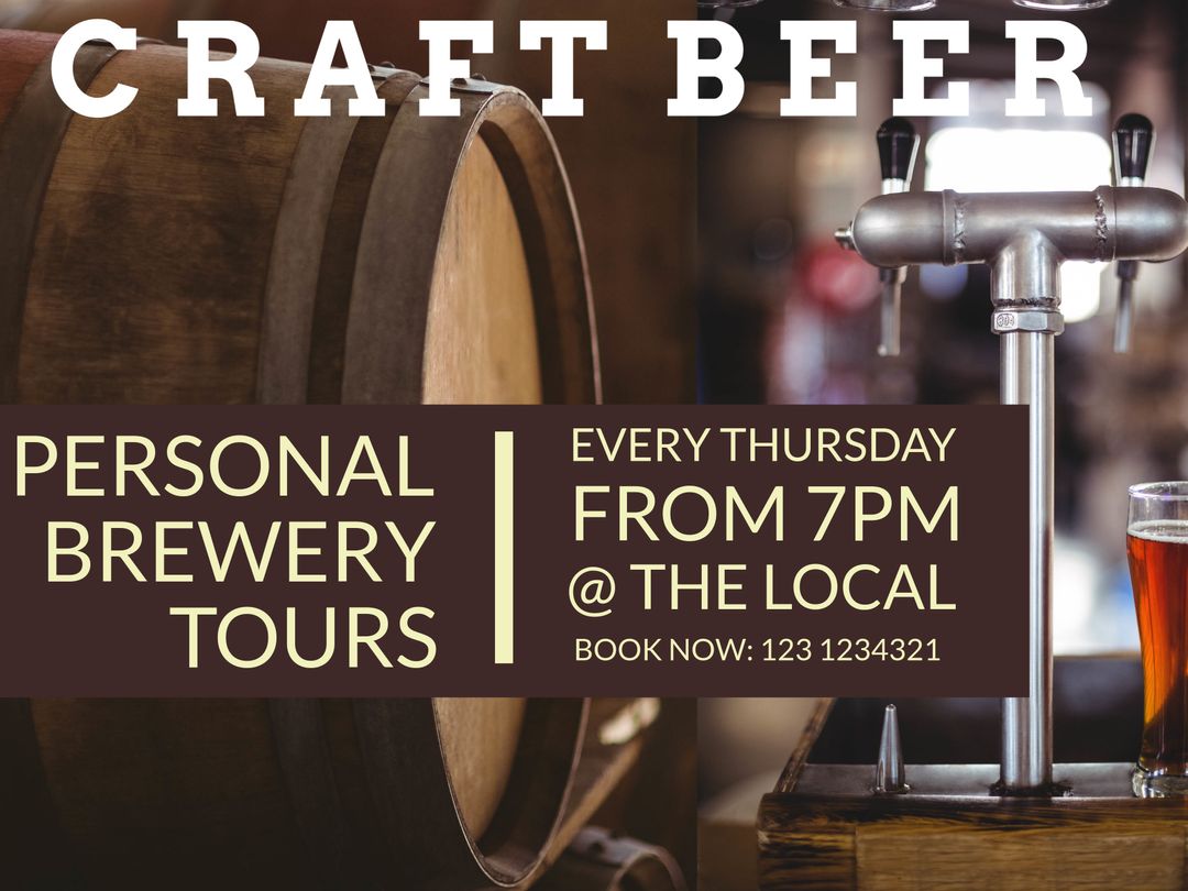 Craft Beer Event Promotional Banner with Tap and Barrel