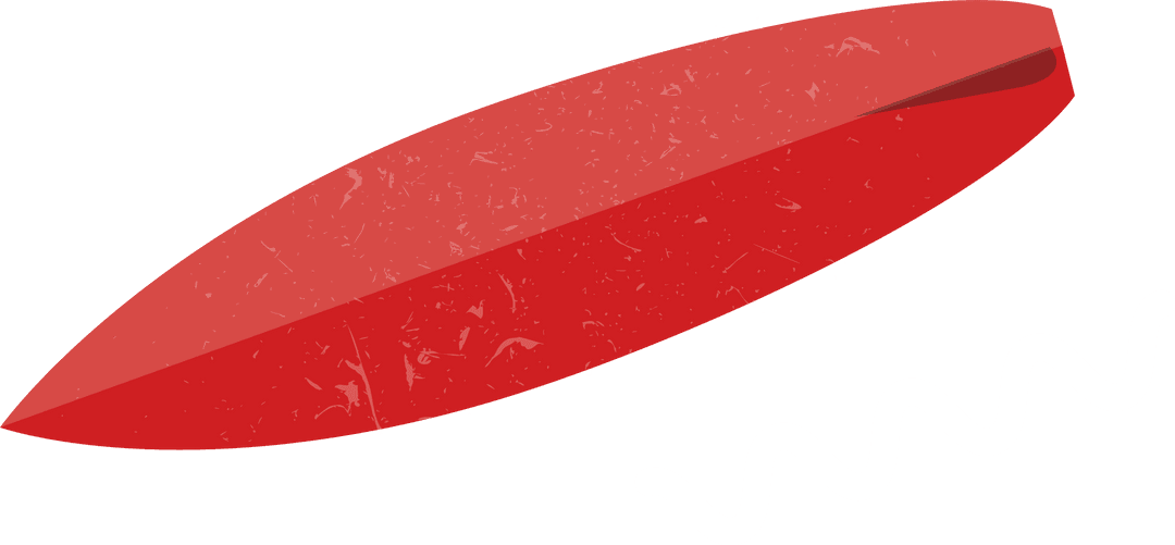 Abstract Red Surfboard and Waves on Transparent Background