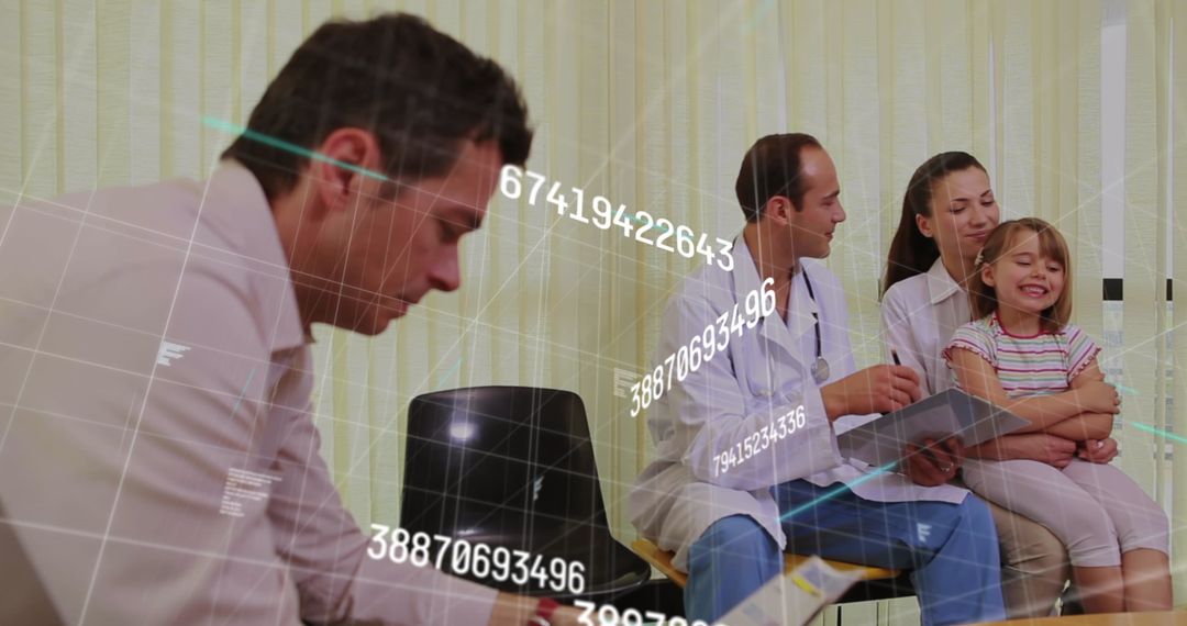 Doctor Holding Medical Consultation with Family in Wait Area