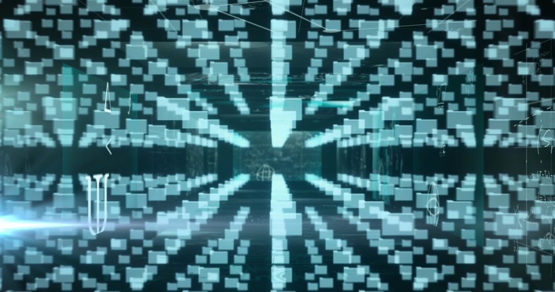 Futuristic Digital Network with Envelope Icons and Data Streams