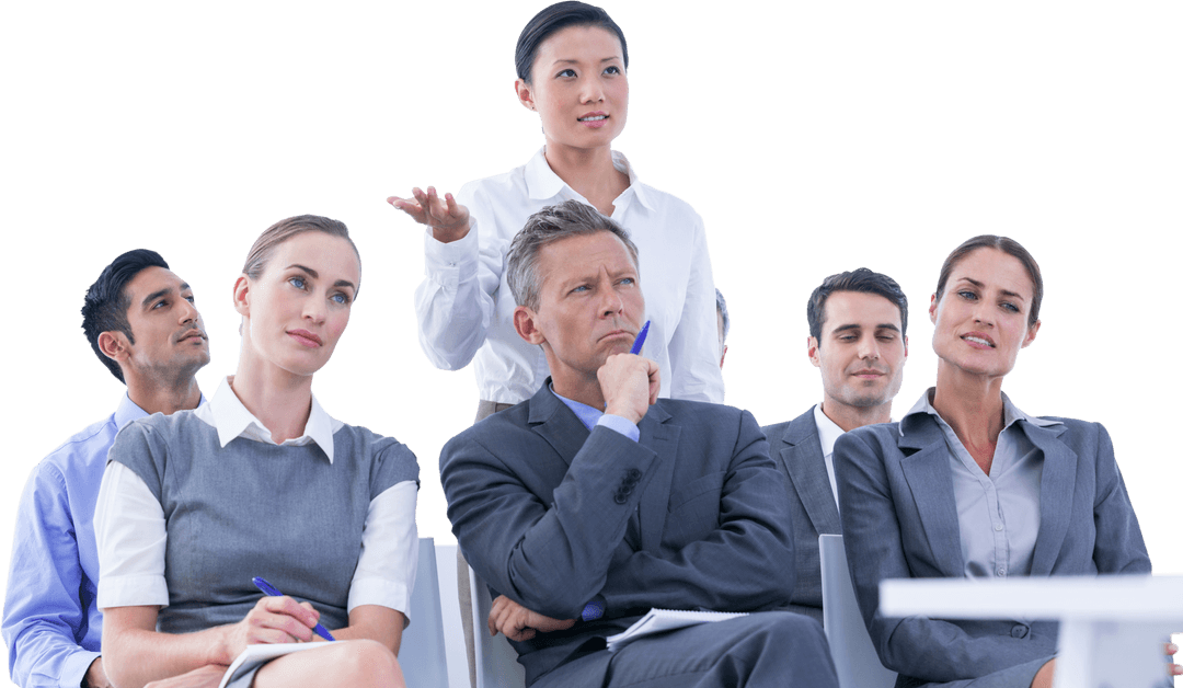 Transparent Business Team Discussion in Modern Office