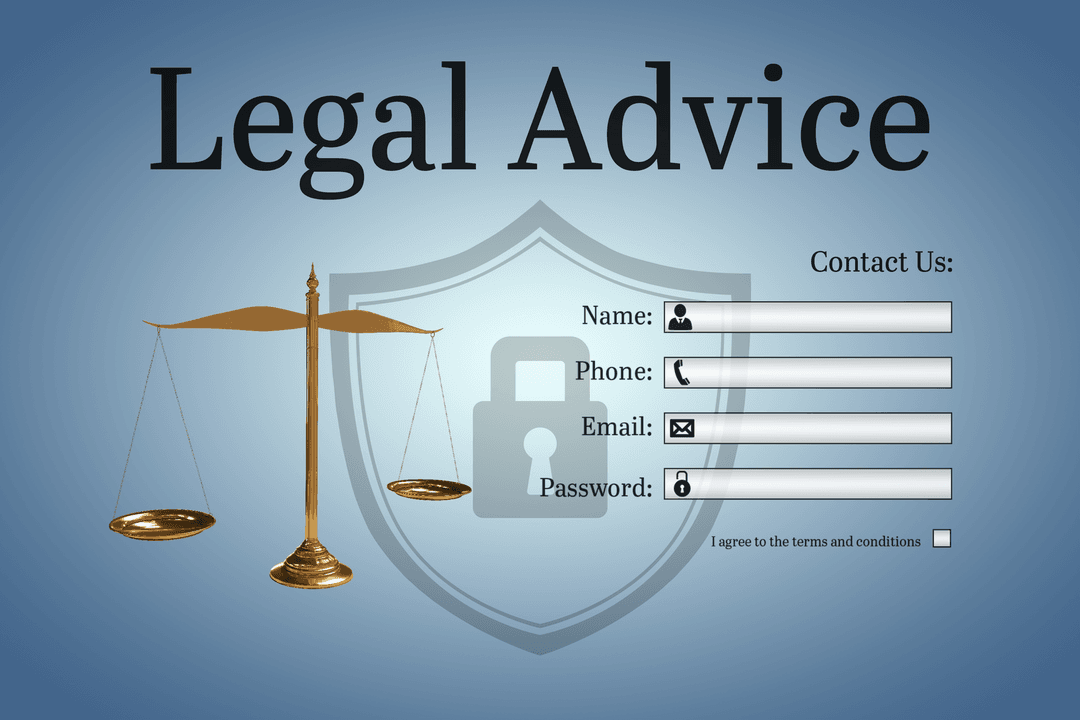 Transparent Legal Advice Contact Form Interface with Scales