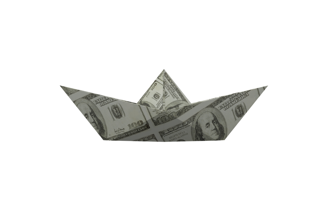 Transparent Origami Boat Crafted from US Dollar Bill - Download Free Stock Images Pikwizard.com