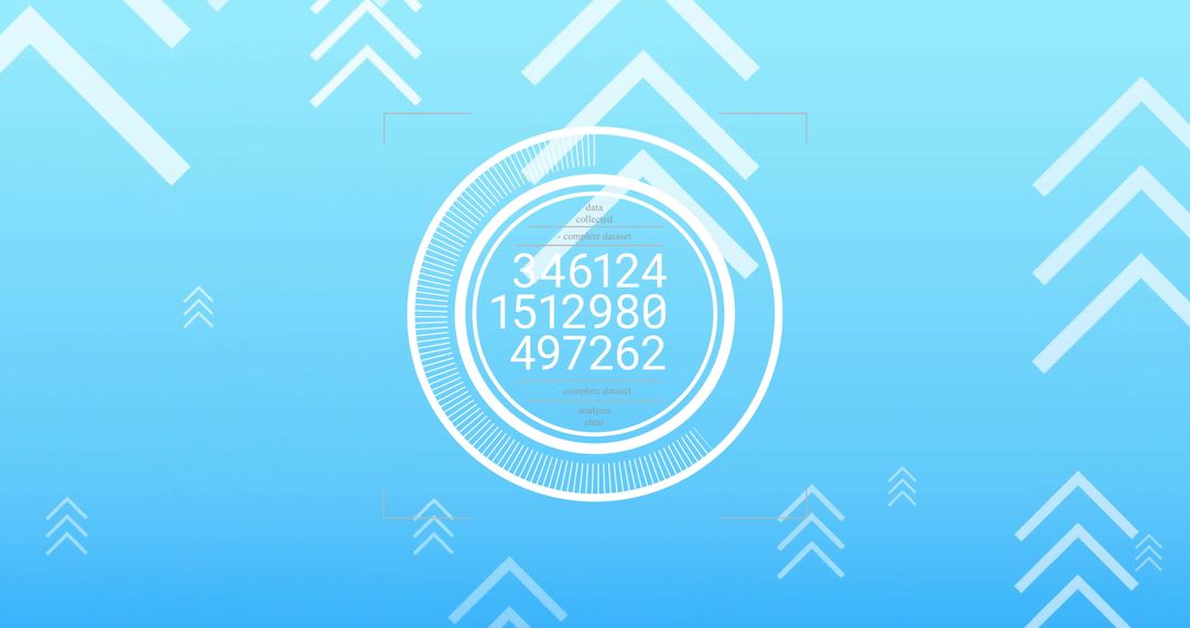 Digital Data Interface with Circular Graphic on Blue Background