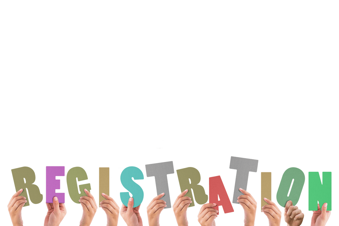 Transparent Registration Letters Held by Diverse Hands