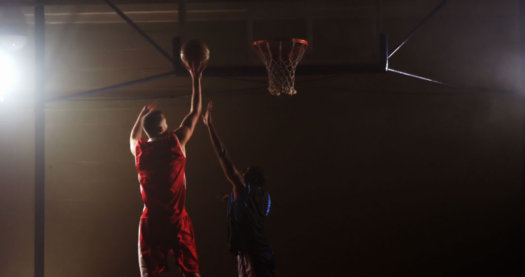 Dynamic Basketball Game Action Indoors with Athletes