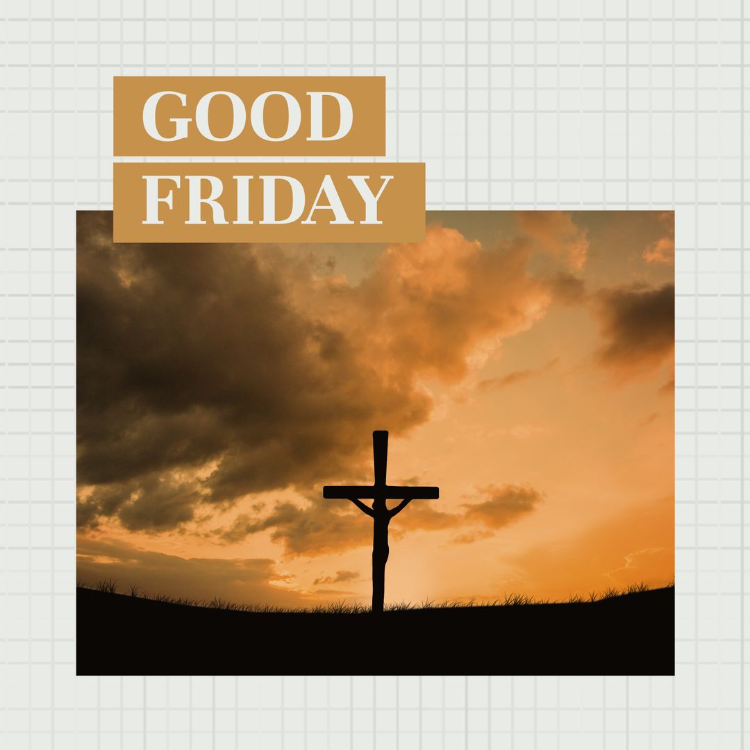 Silhouette of Cross Against Dramatic Good Friday Sky - Download Free Stock Templates Pikwizard.com