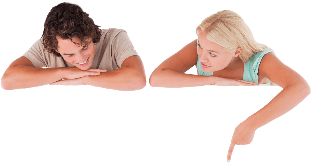 Happy Couple Interacting with Transparent Background