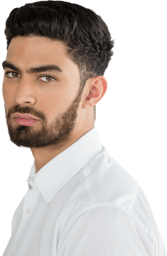Transparent Portrait of Handsome Man Wearing White Shirt