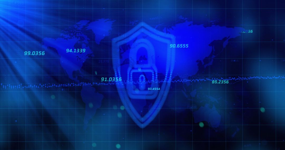 Digital Shield and Padlock Global Network Conceptual Background