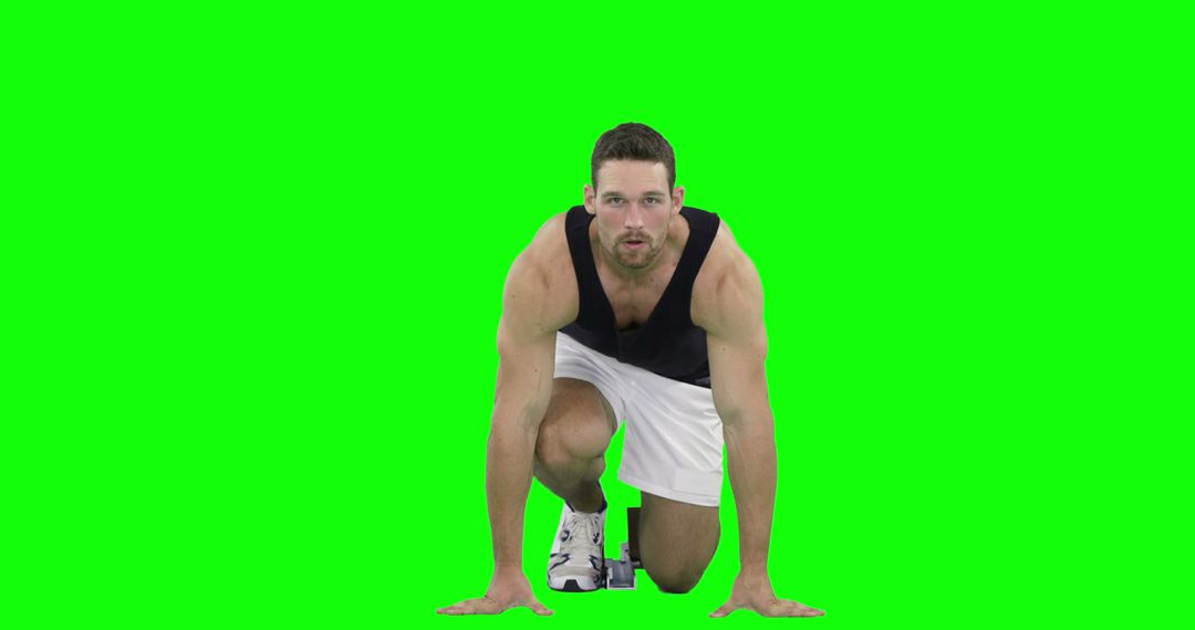 Male Athlete Ready to Sprint Background Green Screen - Free Images, Stock Photos and Pictures on Pikwizard.com