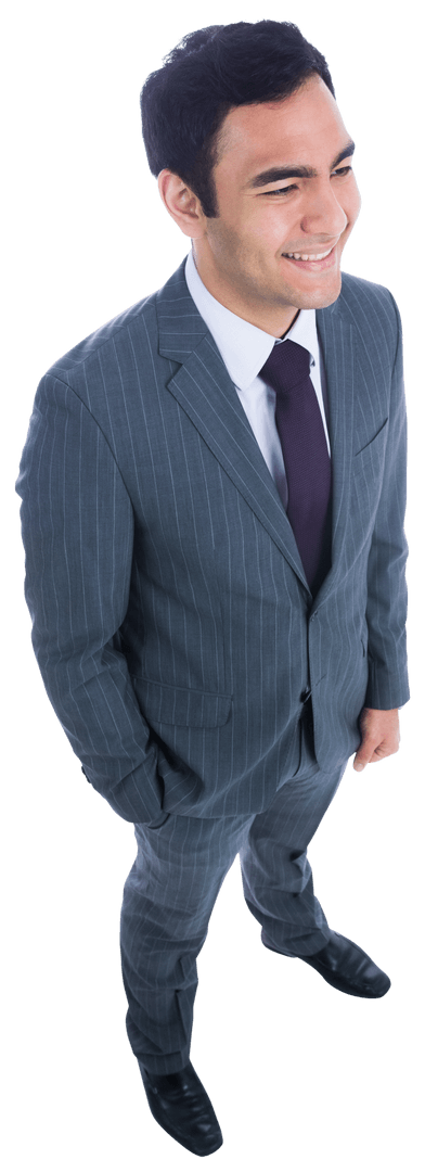 Transparent Smiling Asian Businessman in Suit Isolated