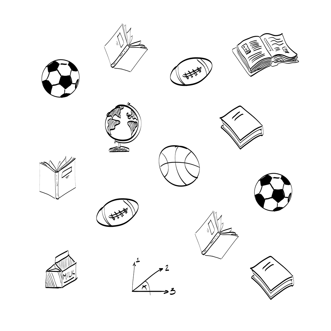 Colorful Schoolbook Icons on Transparent Background for Education