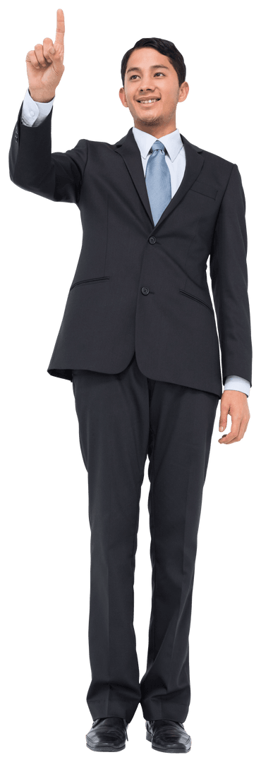 Business Professional Pointing Gesture on Transparent Background