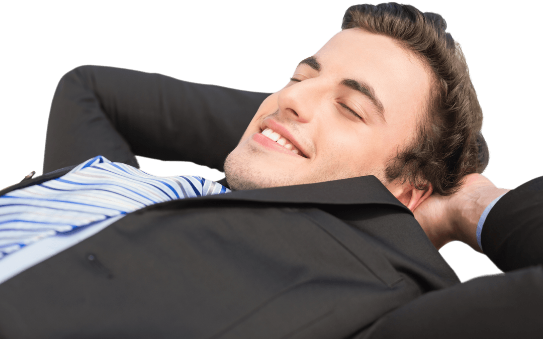 Relaxed Businessman Resting on Transparent Background Isolated