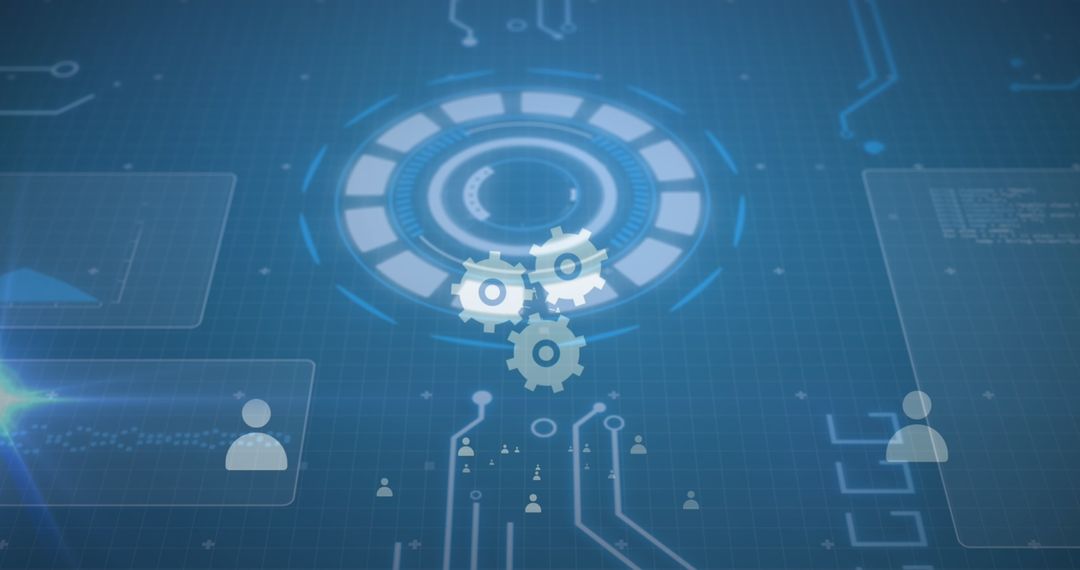 Digital Connections with Technology Icons on Blue Screen