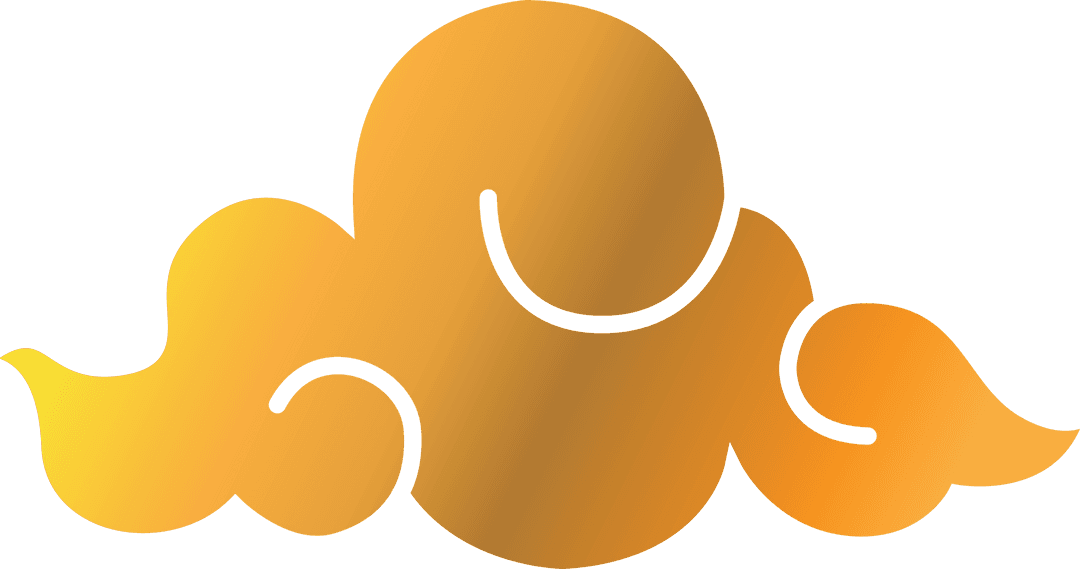 Abstract Yellow Cloud Illustration on Transparent Background