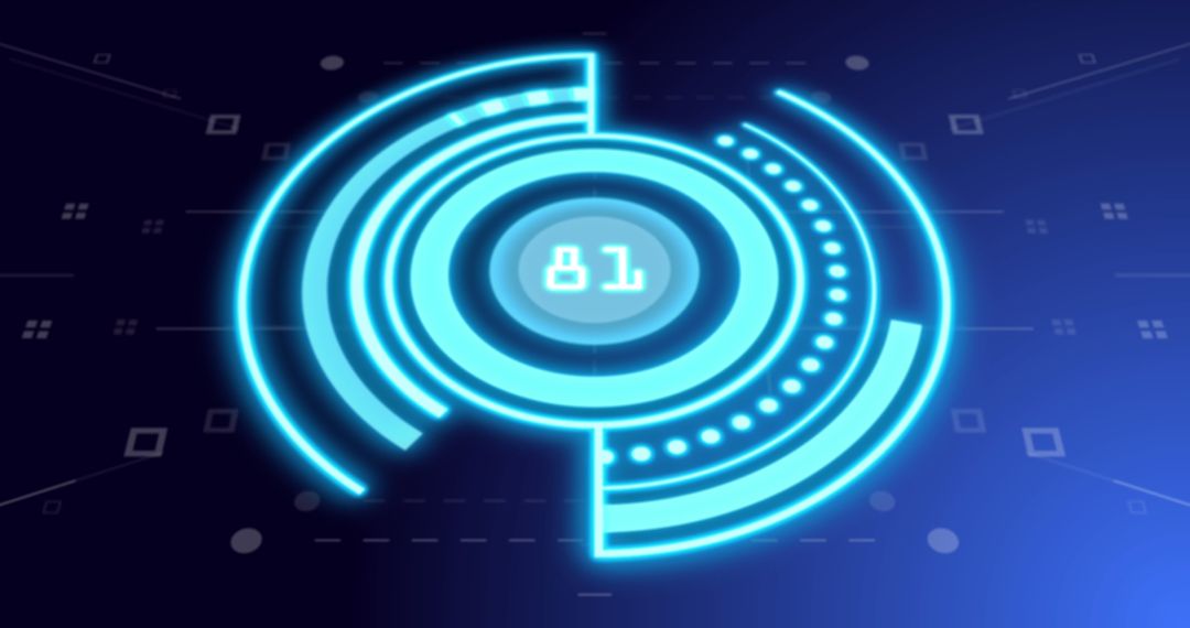 Futuristic Digital UI Interface with Circular Graphics