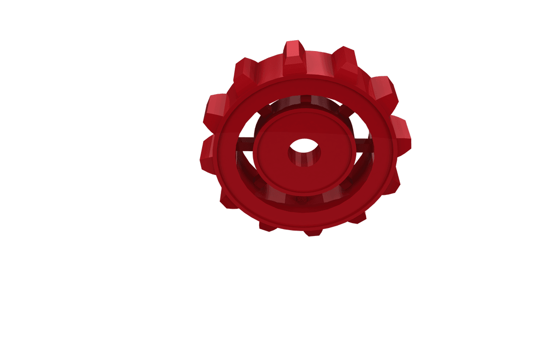 Close-Up Red Gear Wheel on Transparent Background