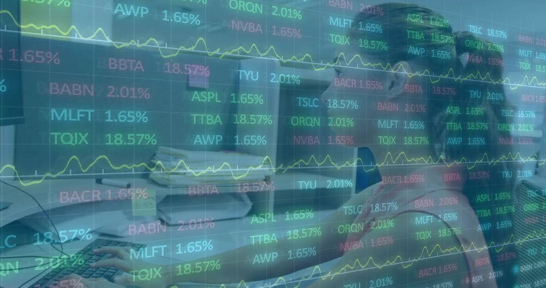 Stock Traders Analyzing Market Trends with Digital Interface